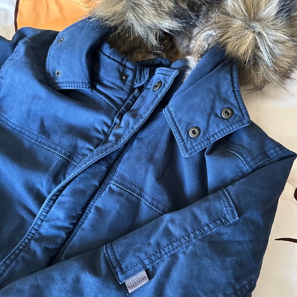 Hollister - Men’s Winter Hooded Parka Faux Fur - Navy Blue - Like New - Large - Picture 8 of 8
